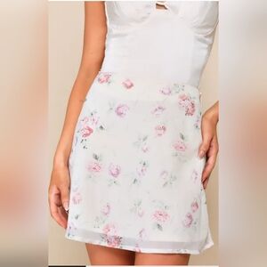 Lulu's Pink Floral Mini Skirt